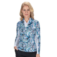 Nancy Lopez Blast 1/4 zip Long Sleeved - Flow White