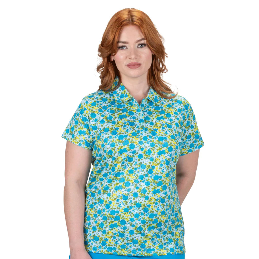 Nancy Lopez Bloom short sleeved polo - Ice Multi