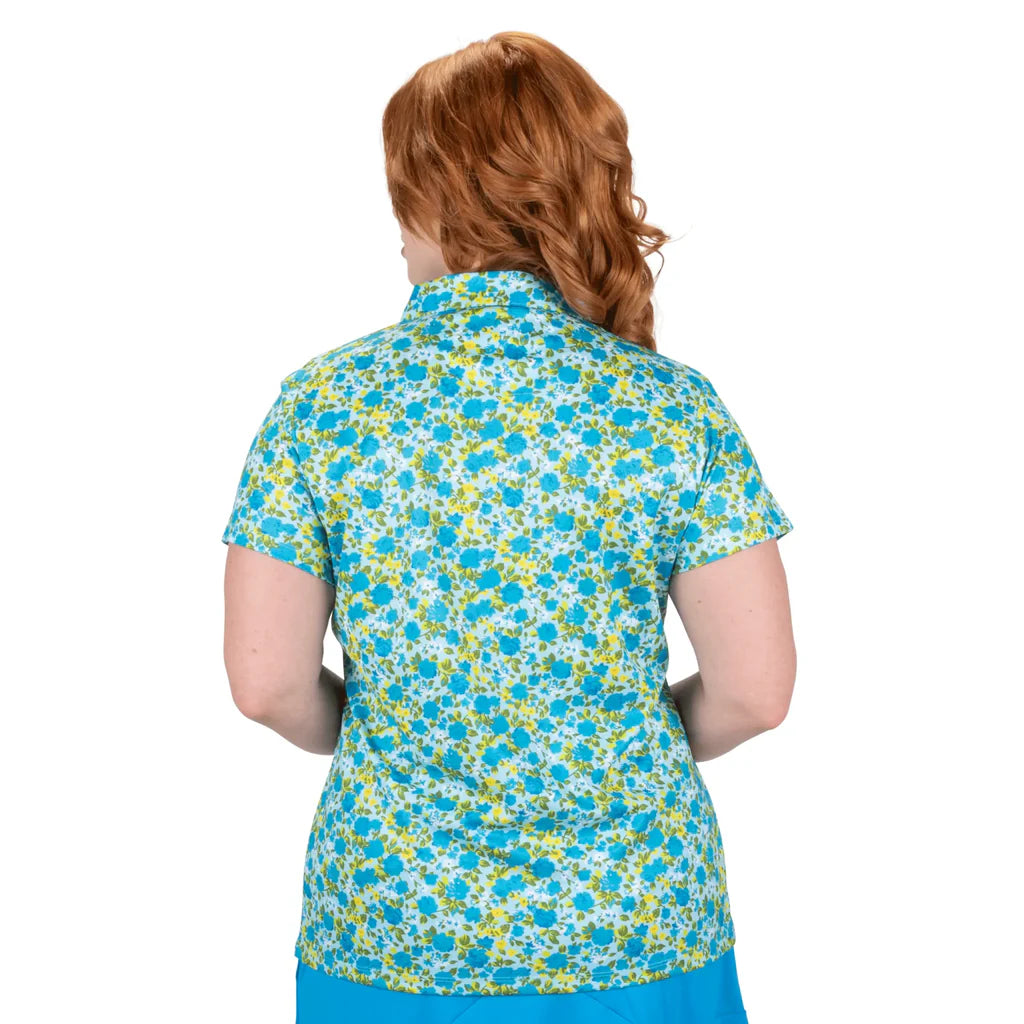 Nancy Lopez Bloom short sleeved polo - Ice Multi
