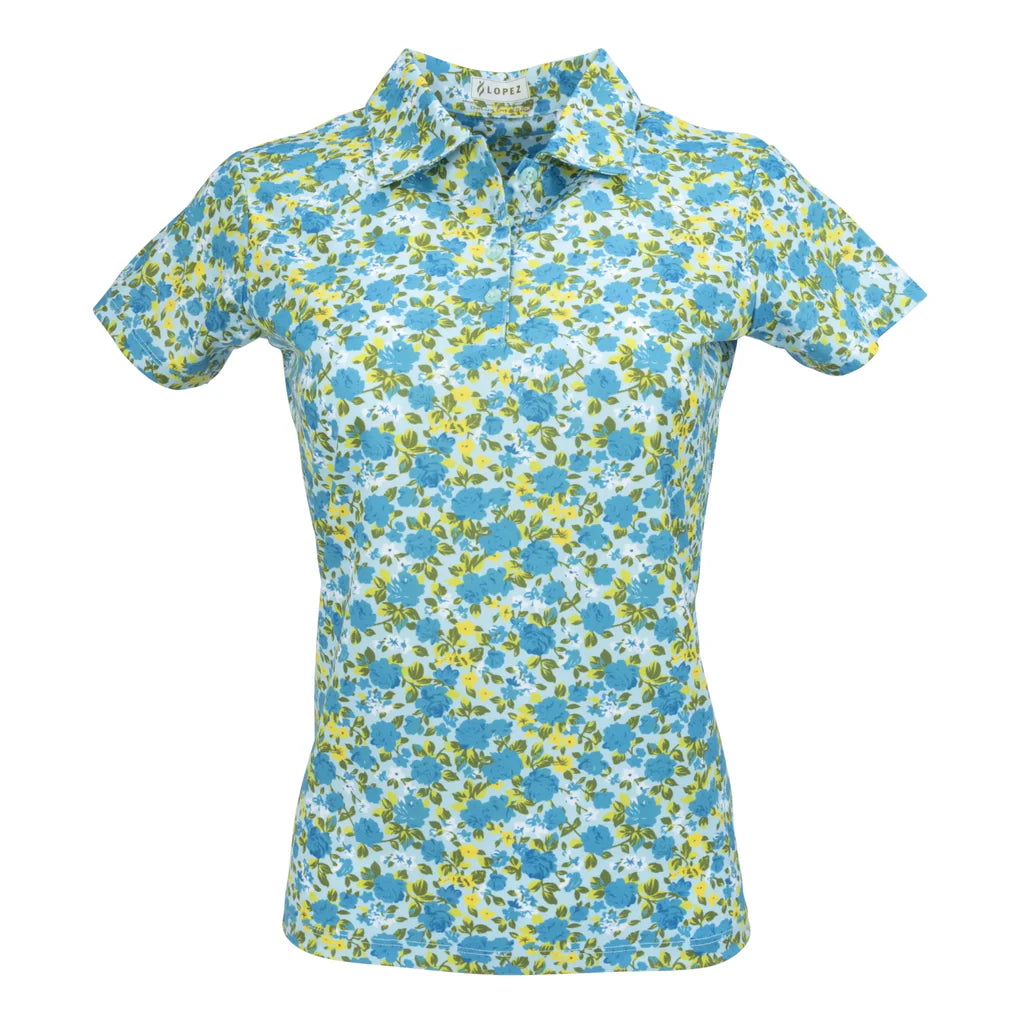Nancy Lopez Bloom short sleeved polo - Ice Multi