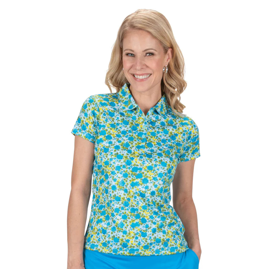 Nancy Lopez Bloom short sleeved polo - Ice Multi