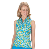 Nancy Lopez Bloom sleeveless polo - Ice Multi