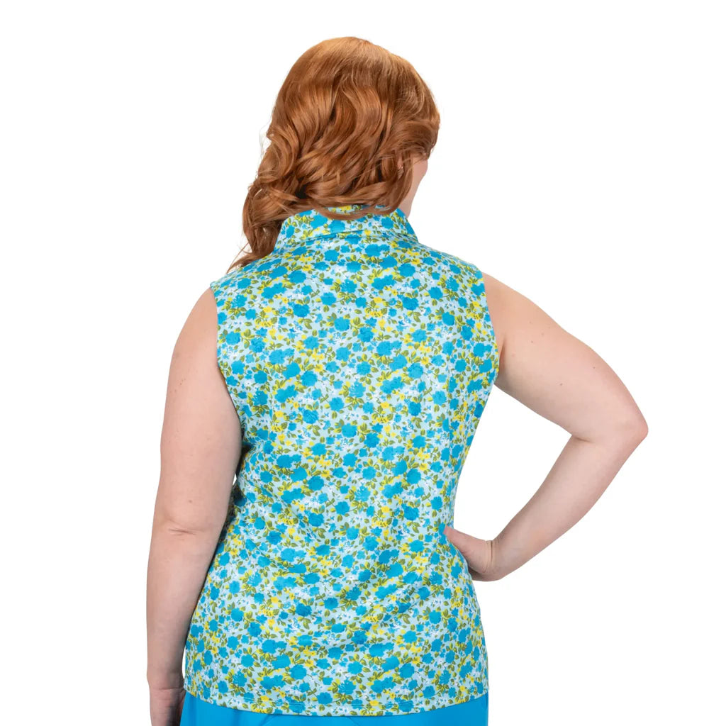 Nancy Lopez Bloom sleeveless polo - Ice Multi