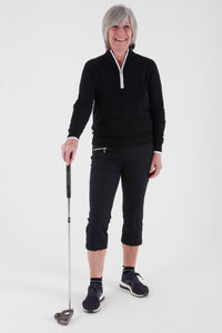 Navy Ladies Golfing Capri trousers are perfect for your ladies golfing wardrobe.    Matched with the JRB Ladies Golf shirts in various stunning designs and you will look amazing when out playing on the golf course.  When searching for golf clothes for women, these navy capri trouser are so popular especially for teams.