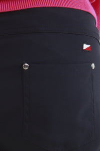 Such a comfortable fit for the ladies golf season. Ladies Golf trousers in a stylish navy are perfect for your ladies golfing wardrobe.    Matched with the JRB Ladies Golf shirts in various stunning designs and you will look amazing when out doing your Daily Sports.