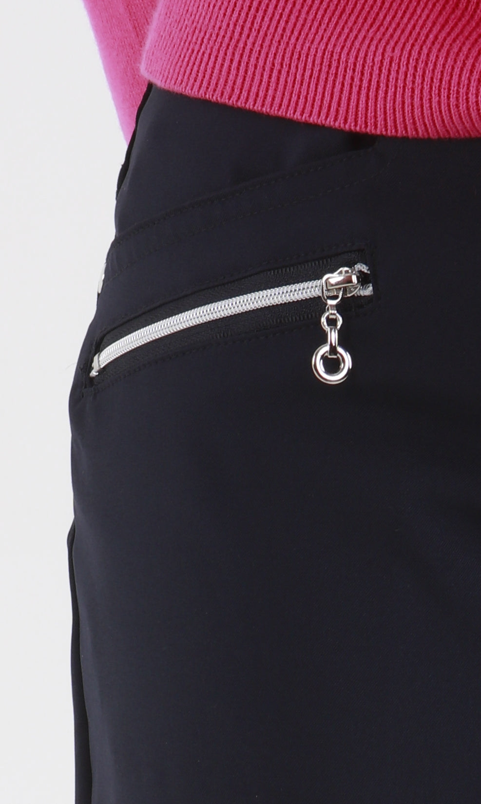 Such a comfortable fit for the ladies golf season. Ladies Golf trousers in a stylish navy are perfect for your ladies golfing wardrobe.    Matched with the JRB Ladies Golf shirts in various stunning designs and you will look amazing when out doing your Daily Sports.