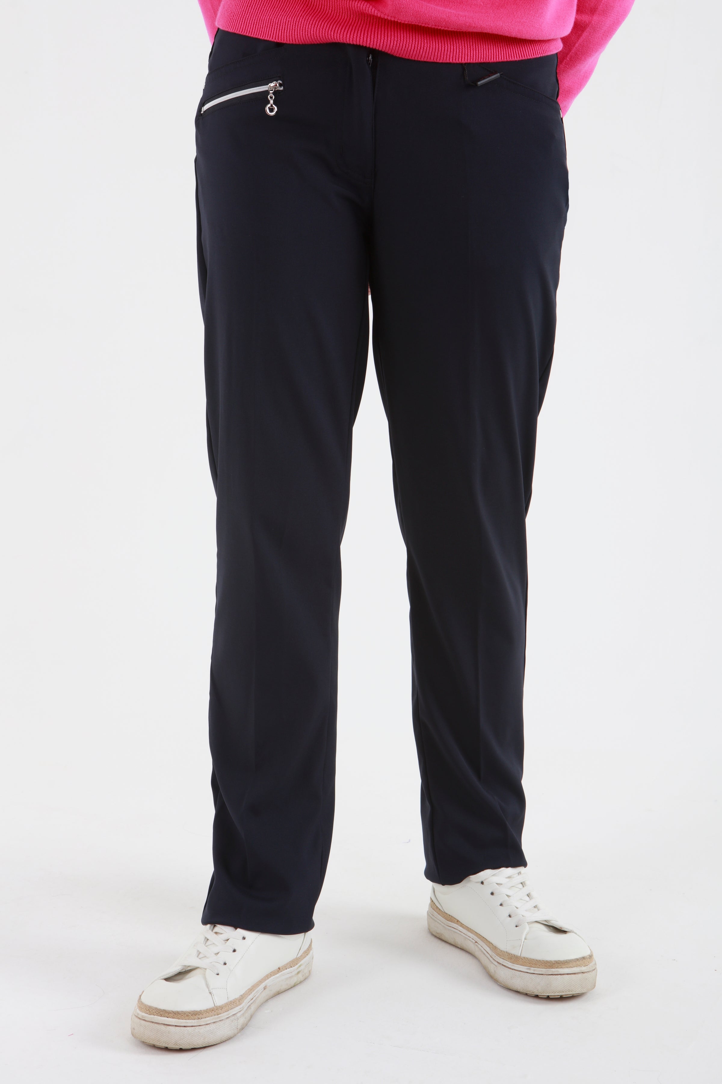 Such a comfortable fit for the ladies golf season. Ladies Golf trousers in a stylish navy are perfect for your ladies golfing wardrobe.    Matched with the JRB Ladies Golf shirts in various stunning designs and you will look amazing when out doing your Daily Sports.