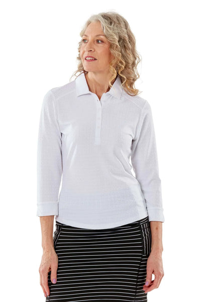 Nancy Lopez Journey 3 4 sleeved polo White Les Lou at