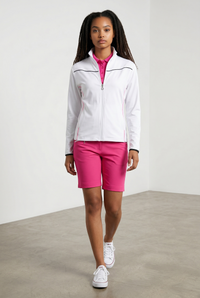 JRB Golf Midlayer - White with Pink/Black Piping