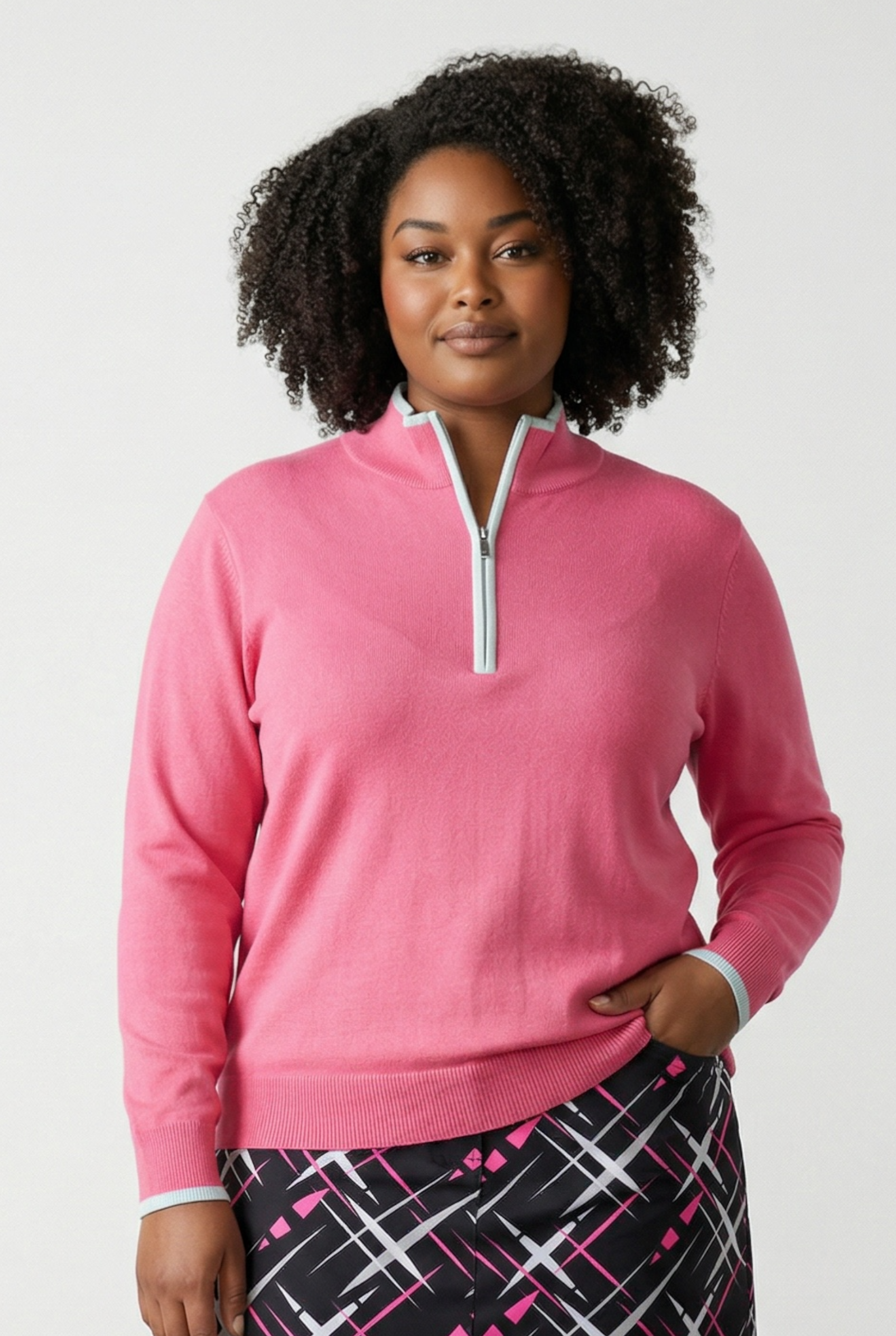 JRB Sweater (1/4 zipped) - Rose Pink