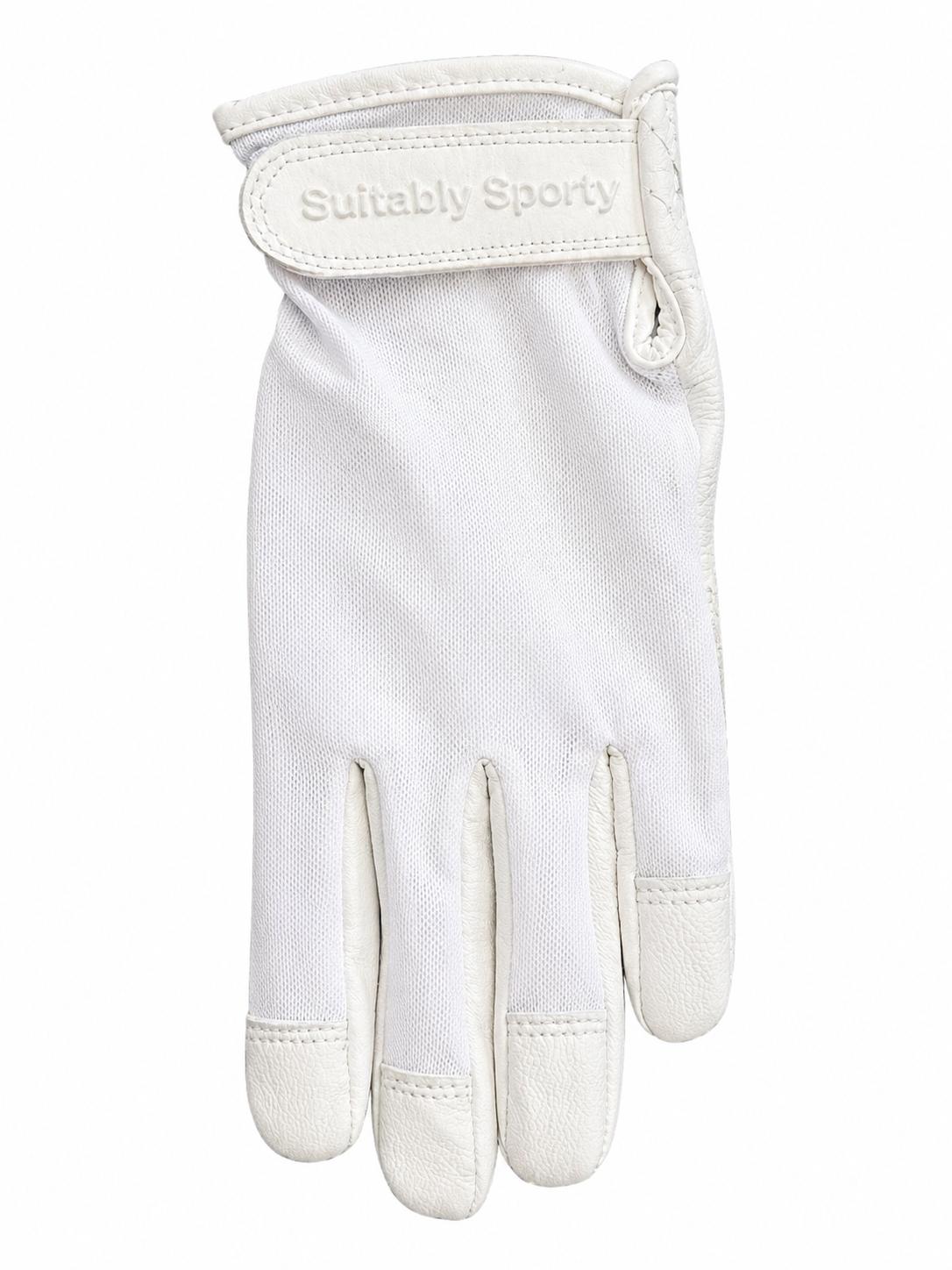 Suitably Sporty Leather Sun Glove - White (left hand)
