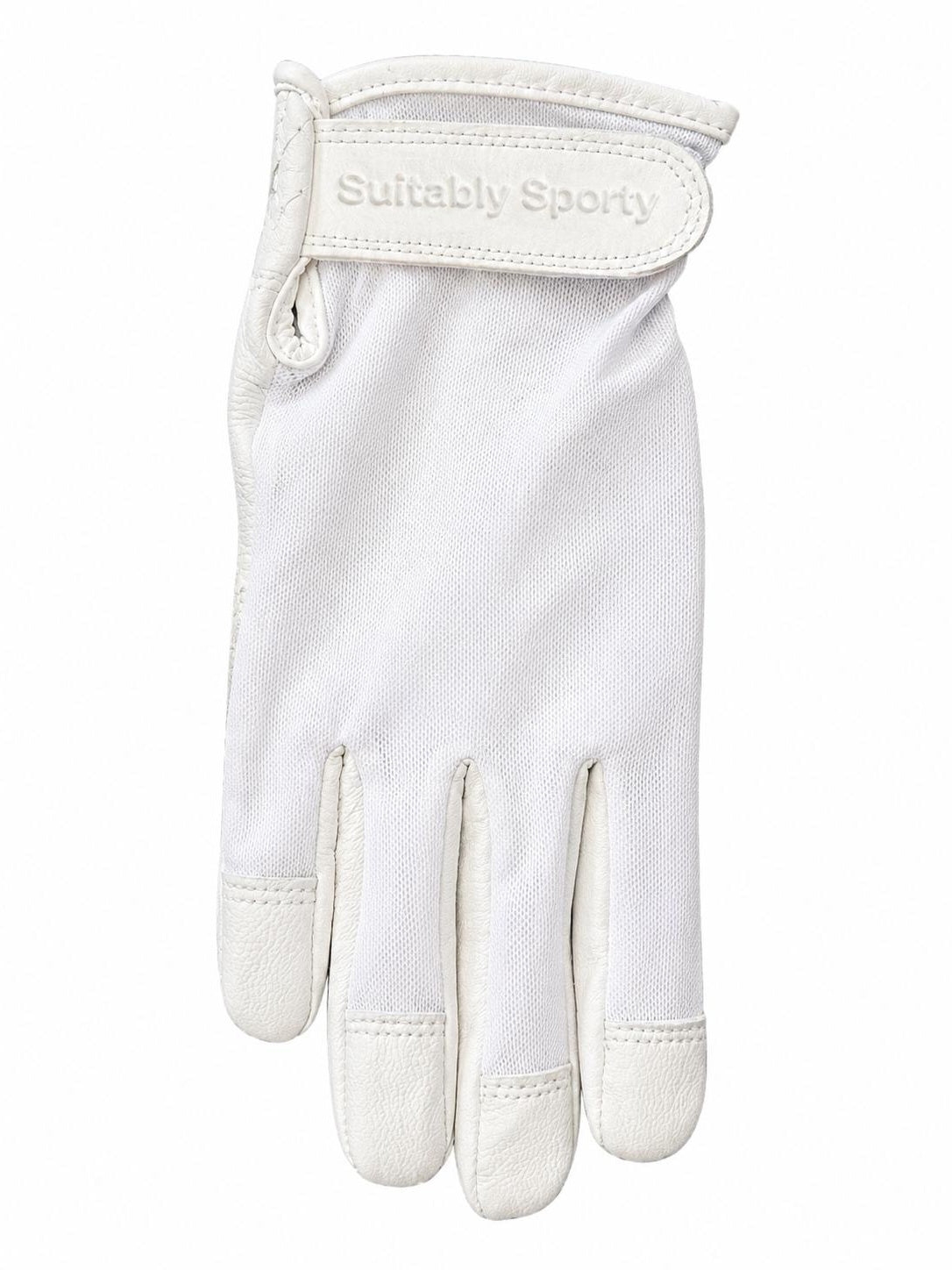 Suitably Sporty Leather Sun Glove - White (right hand)