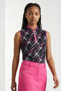 JRB Sleeveless Polo - Black with Cross Print