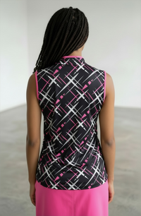 JRB Sleeveless Polo - Black with Cross Print