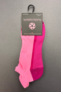 Suitably Sporty sports socks (2 pair pack) - Pinks