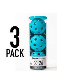 Franklin Sports indoor X-26 pickleball balls (pack of 3) - Blue or Lime green