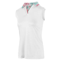 Island Green sleeveless polo leaf print