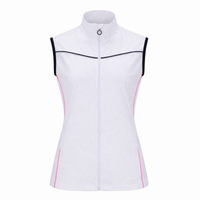 JRB Golf Gilet - White with Pink/Black Piping