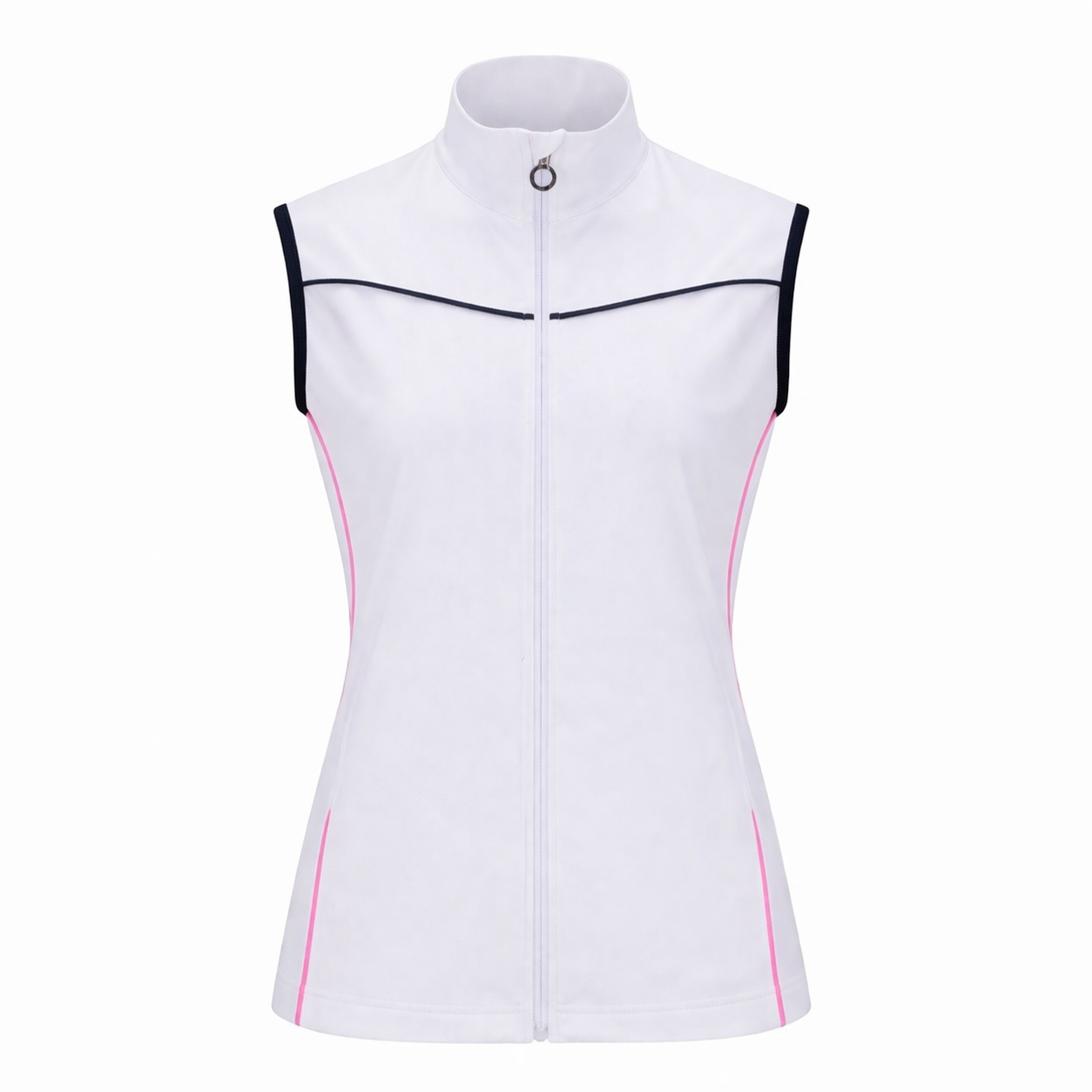 JRB Golf Gilet - White with Pink/Black Piping