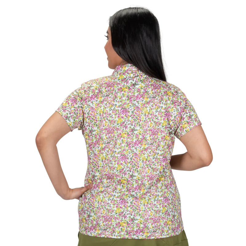 Nancy Lopez Bloom short sleeved polo - White multi floral
