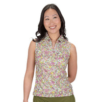 Nancy Lopez Bloom sleeveless polo - White multi floral