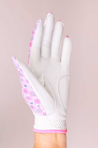 Suitably Sporty Golf Glove (left hand) - Flower Power for Breast Cancer