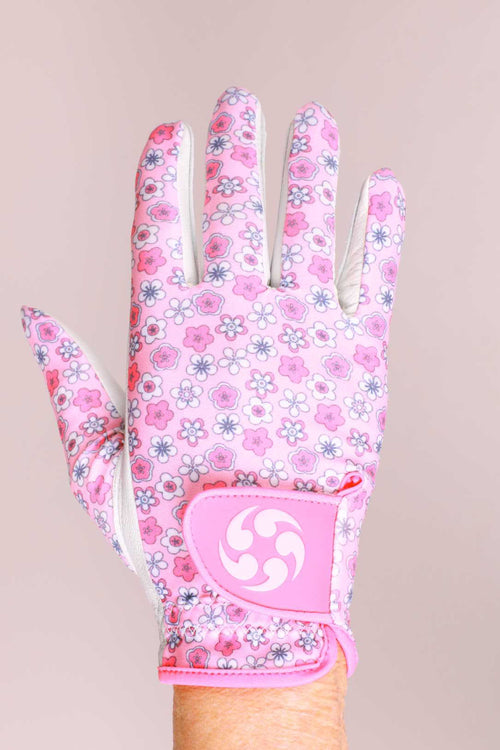 Suitably Sporty Golf Glove (right hand) - Flower Power for Breast Cancer