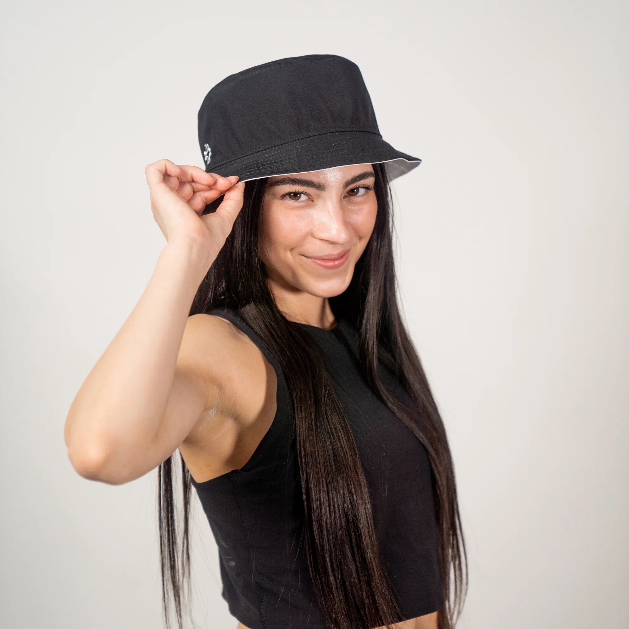 VimHue reversible small brim bucket hat Black white Les Lou at Suitably Sporty