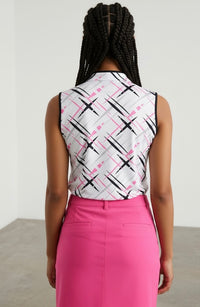 JRB Sleeveless Polo - White with Cross Print