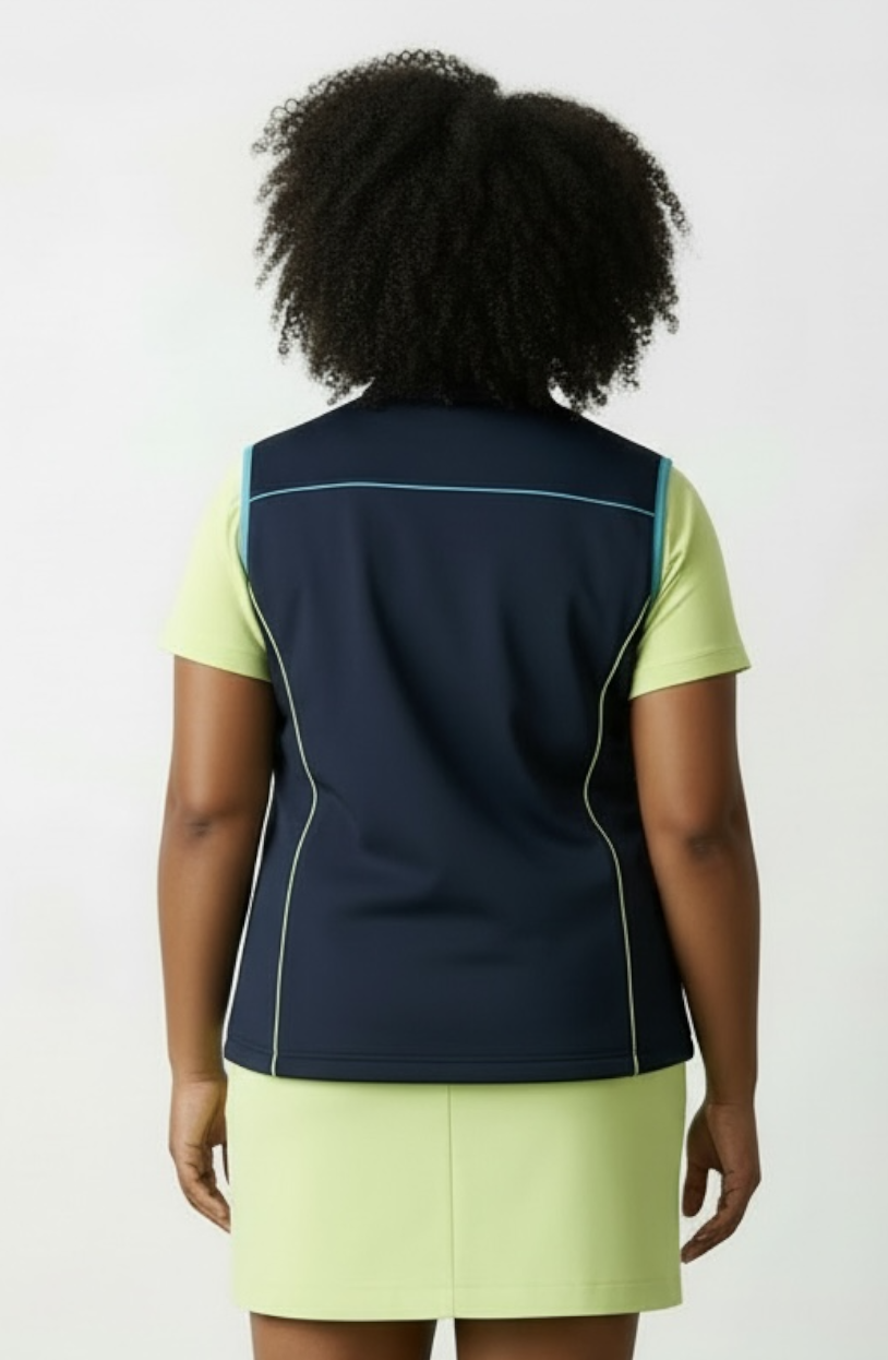 JRB Gilet/Vest - Navy with Lime/River Blue Piping