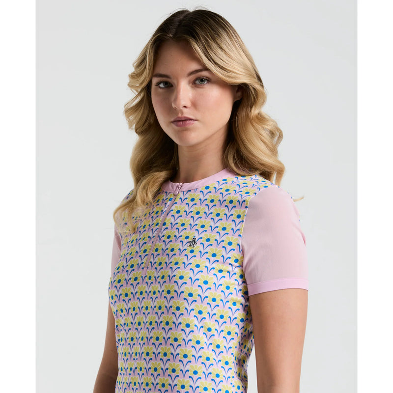 Original Penguin Lattice Short Sleeved top - Charm Pink print