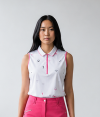 JRB Sleeveless Polo - White Golf Print