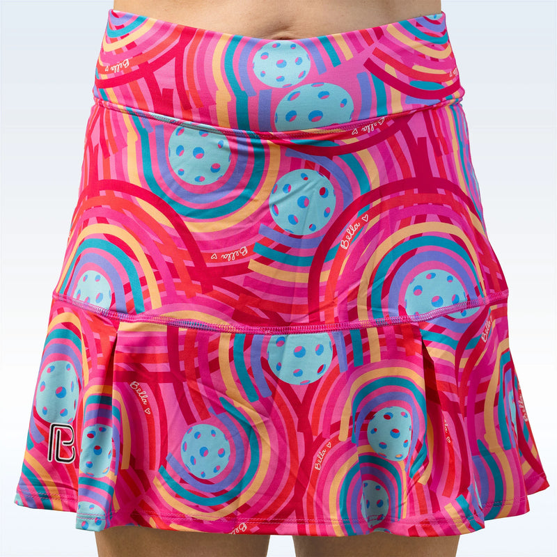 Pickleball Bella Flounce 16" skort - Pink Circles