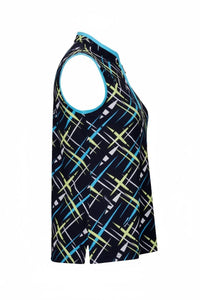 JRB Sleeveless Polo - Navy / River Blue Cross Print