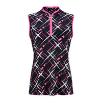 JRB Sleeveless Polo - Black with Cross Print