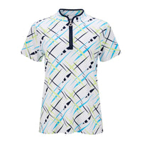 JRB Short Sleeved Polo - White with River Blue Cross Print