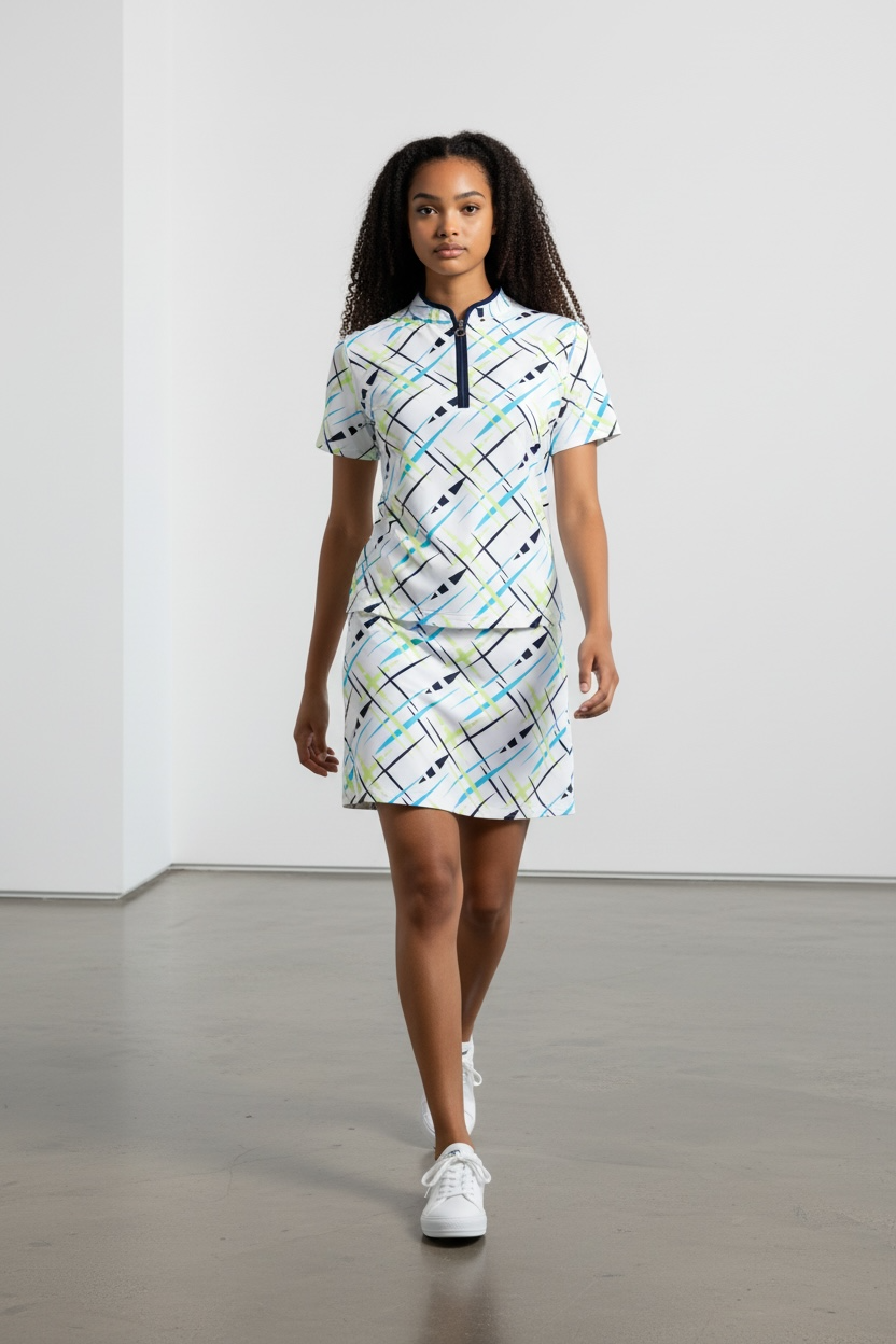 JRB Smart Skort - White / Navy Cross Print