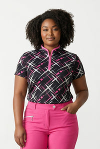 JRB Short Sleeved Polo - Black with Cross Print