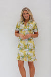 Famara Art short frill sleeved dress - Daisies