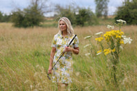 Famara Art short frill sleeved dress - Daisies