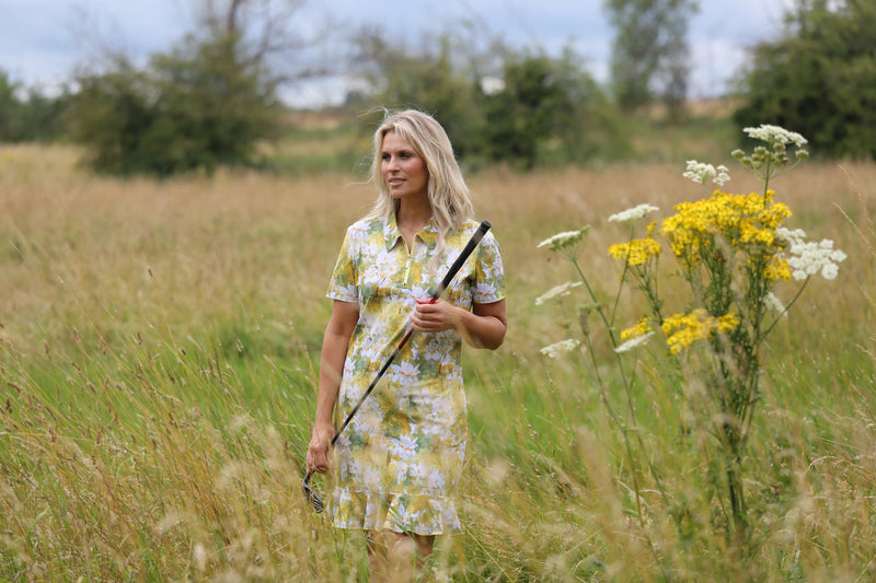 Famara Art short frill sleeved dress - Daisies