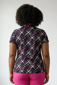 JRB Short Sleeved Polo - Black with Cross Print