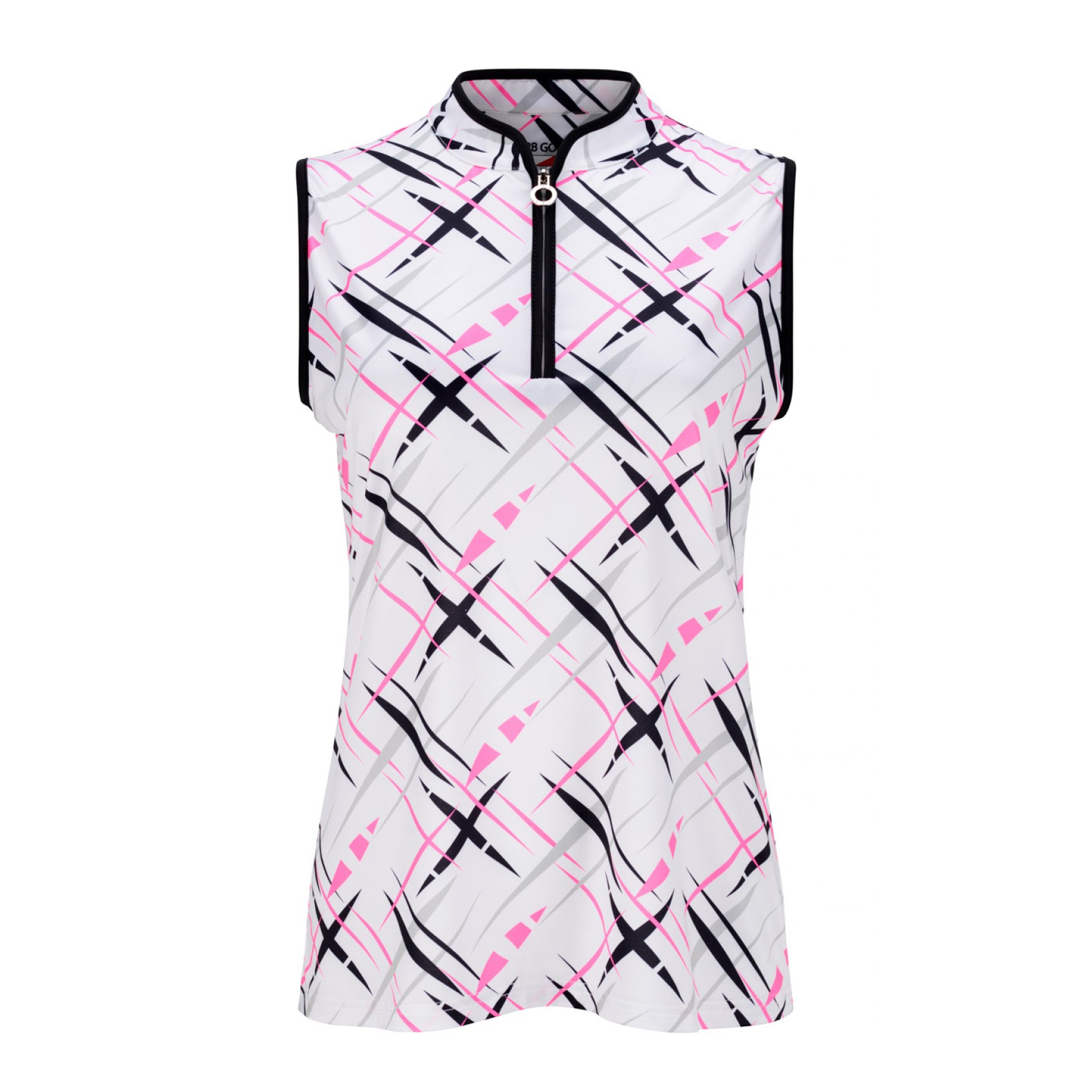 JRB Sleeveless Polo - White with Cross Print