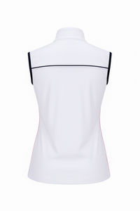 JRB Golf Gilet - White with Pink/Black Piping