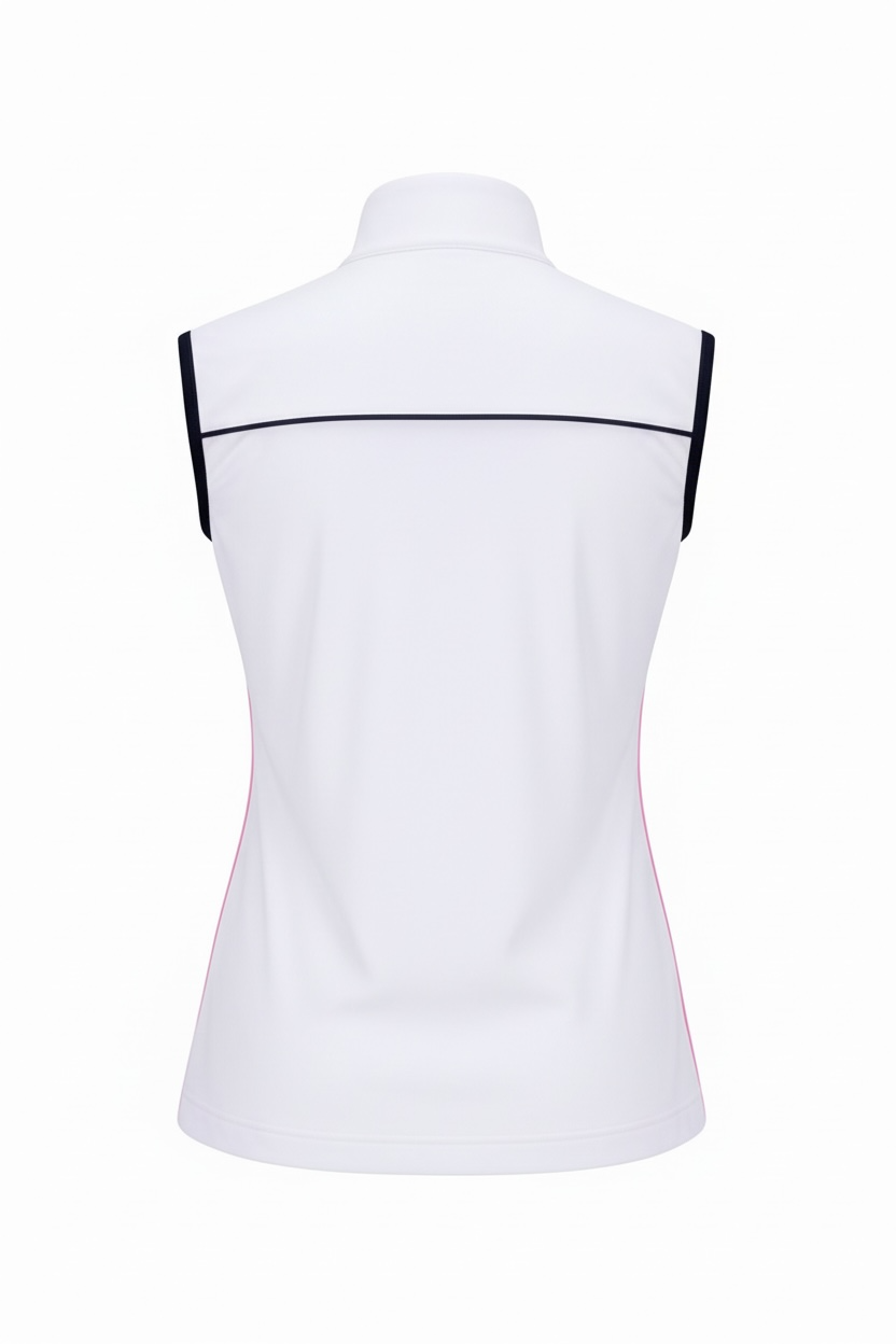 JRB Golf Gilet - White with Pink/Black Piping