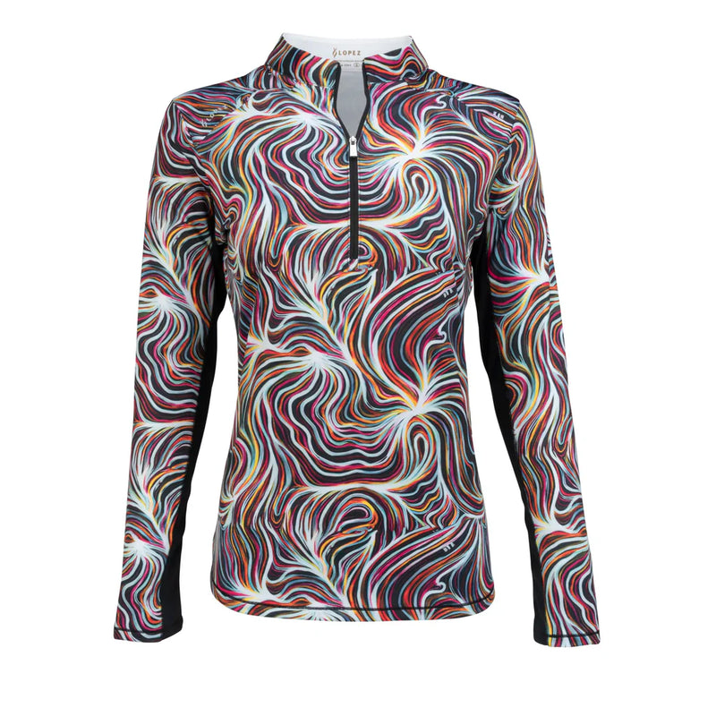 Nancy Lopez Long Sleeved 1/4 Zip  - Flow Blast Black Multi
