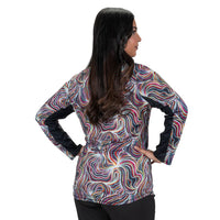 Nancy Lopez Long Sleeved 1/4 Zip  - Flow Blast Black Multi