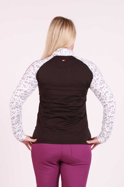 JRB 1/4 zipped summer long sleeved top - Black with Grape