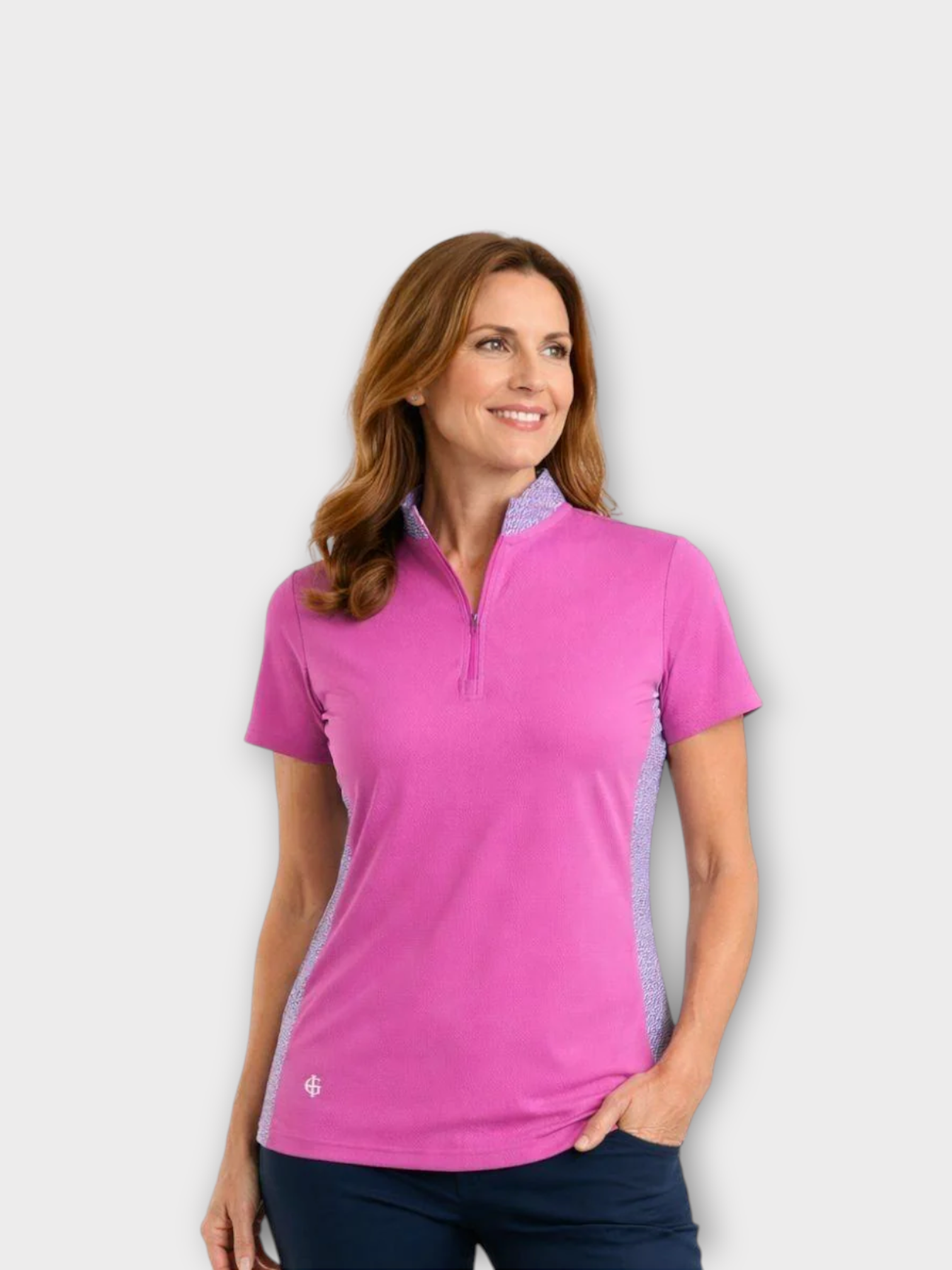 Island Green Short Sleeved Polo - Raspberry