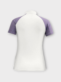 Island Green Short Sleeved Polo - White with Raspberry Geo